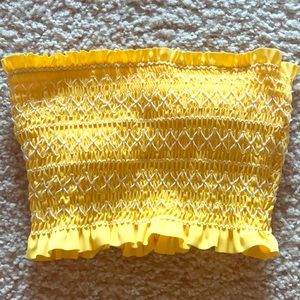 yellow strapless bandeau bikini top